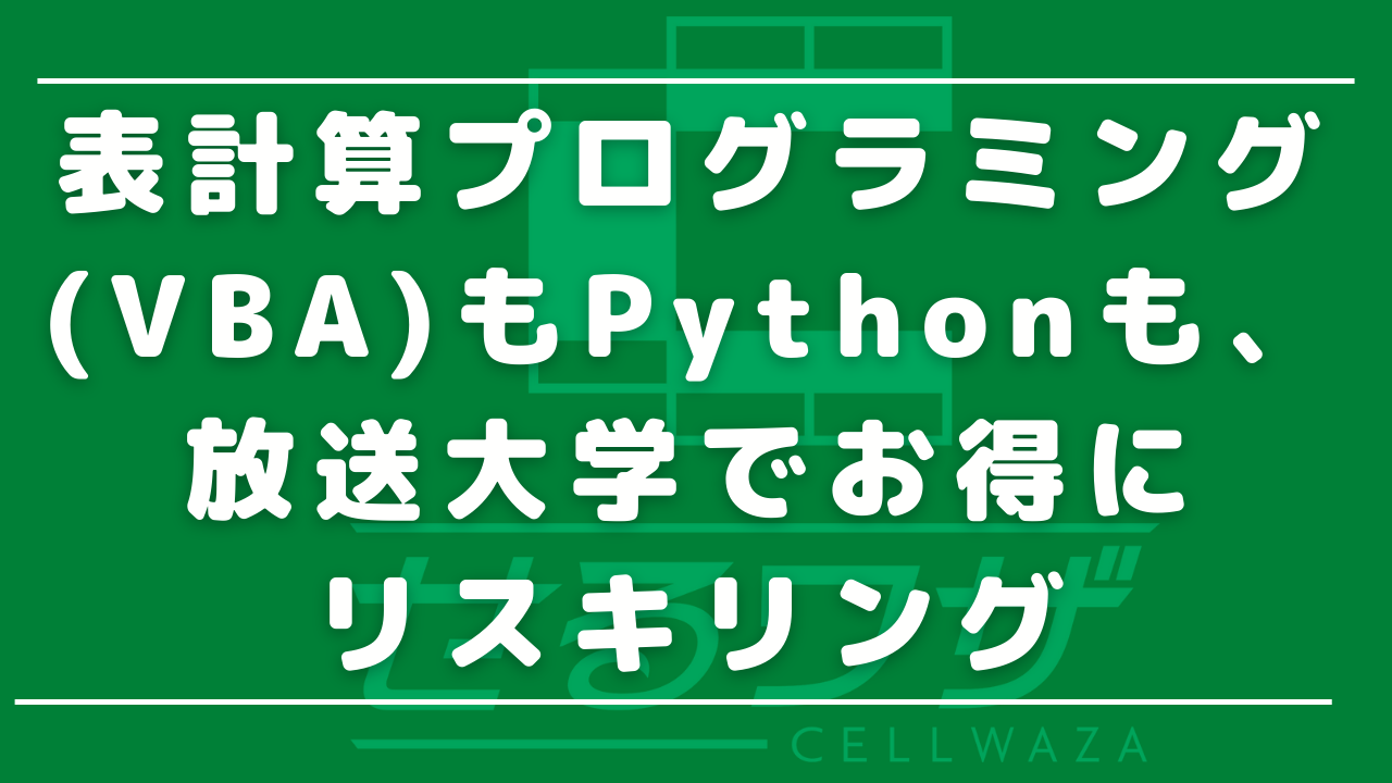 表計算プログラミング(VBA)もPythonも、放送大学でお得にリスキリング